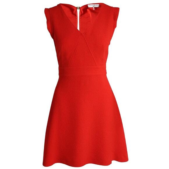 Sandro Red Textured Fit and Flare Mini Dress Small - Picture 1 of 12